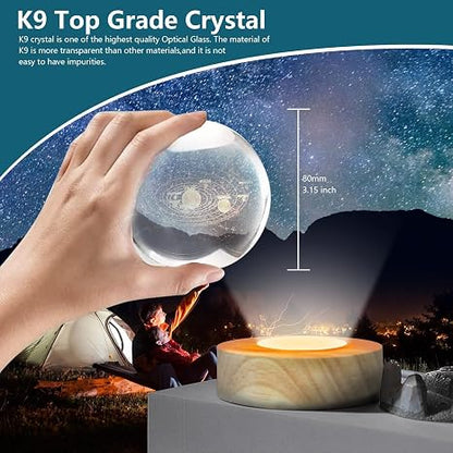 3D Solar System Crystal Ball – LED Galaxy Night Lamp 🌌🪐