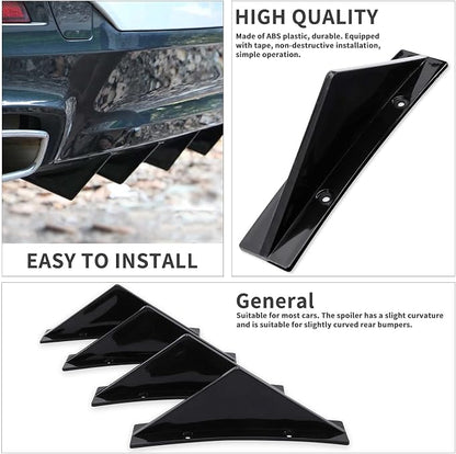 Universal Black/Carbon Fiber Shark Fin Rear Bumper Diffuser for Cars 4pcs