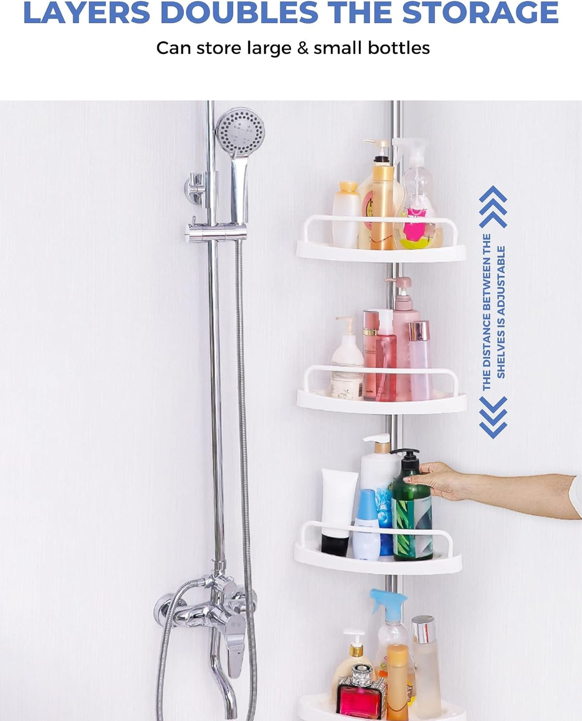 Telescopic Corner Shower Shelf – 4 Tier -B 🚿🧴✨