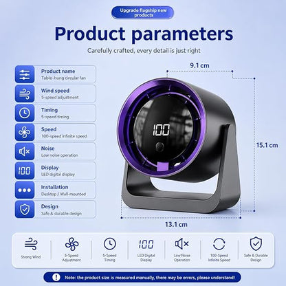 Rechargeable Air Circulator Fan – 100-Speed Digital Desktop Fan 🌬️✨