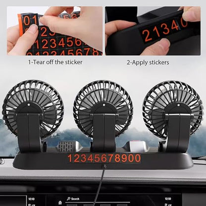 360° USB Car Fan – Triple Head Adjustable Cooling Fan