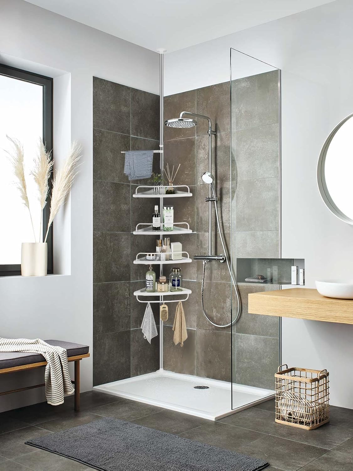 Telescopic Corner Shower Shelf – 4 Tier -B 🚿🧴✨