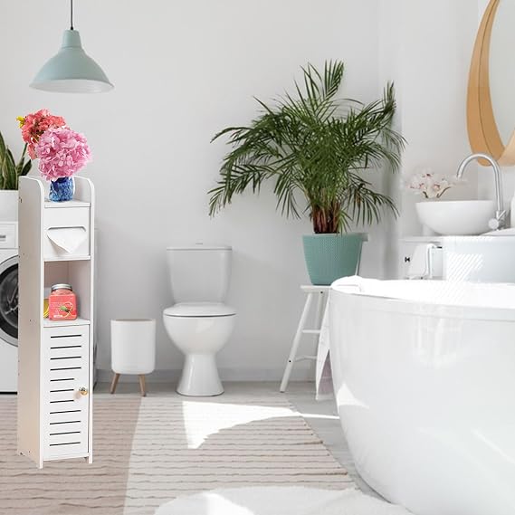 Slim Bathroom Storage Cabinet with Toilet Paper Holder 🚿🧻