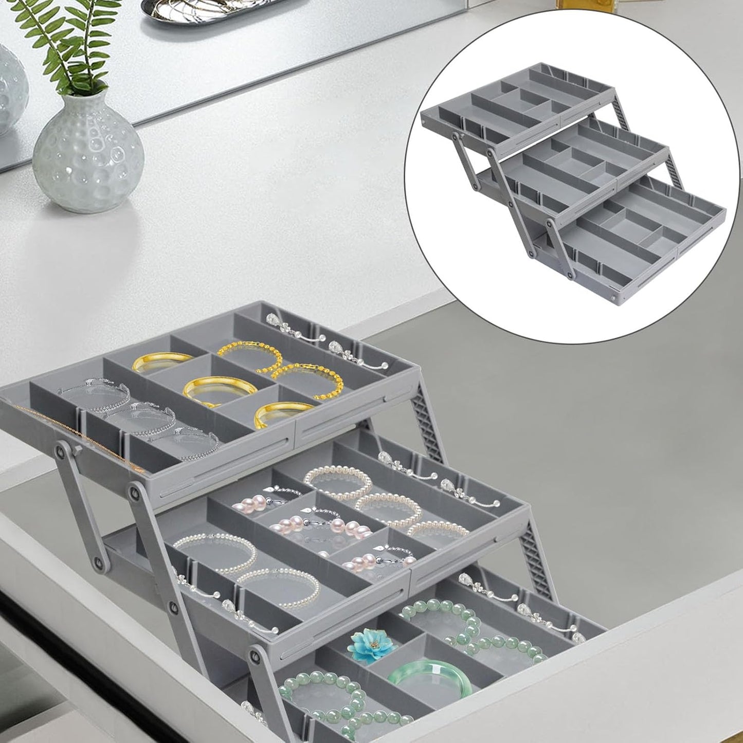 Expandable Folding Drawer Organiser Tray