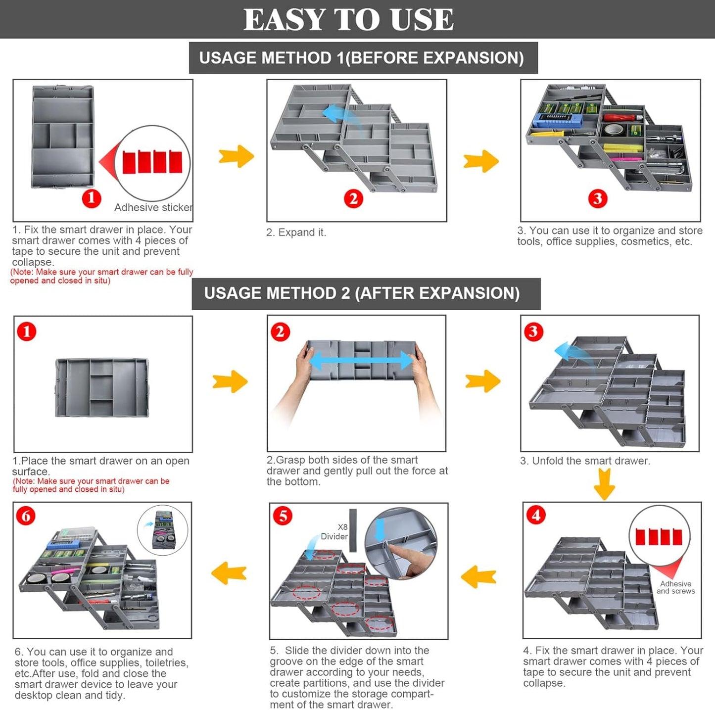 Expandable Folding Drawer Organiser Tray