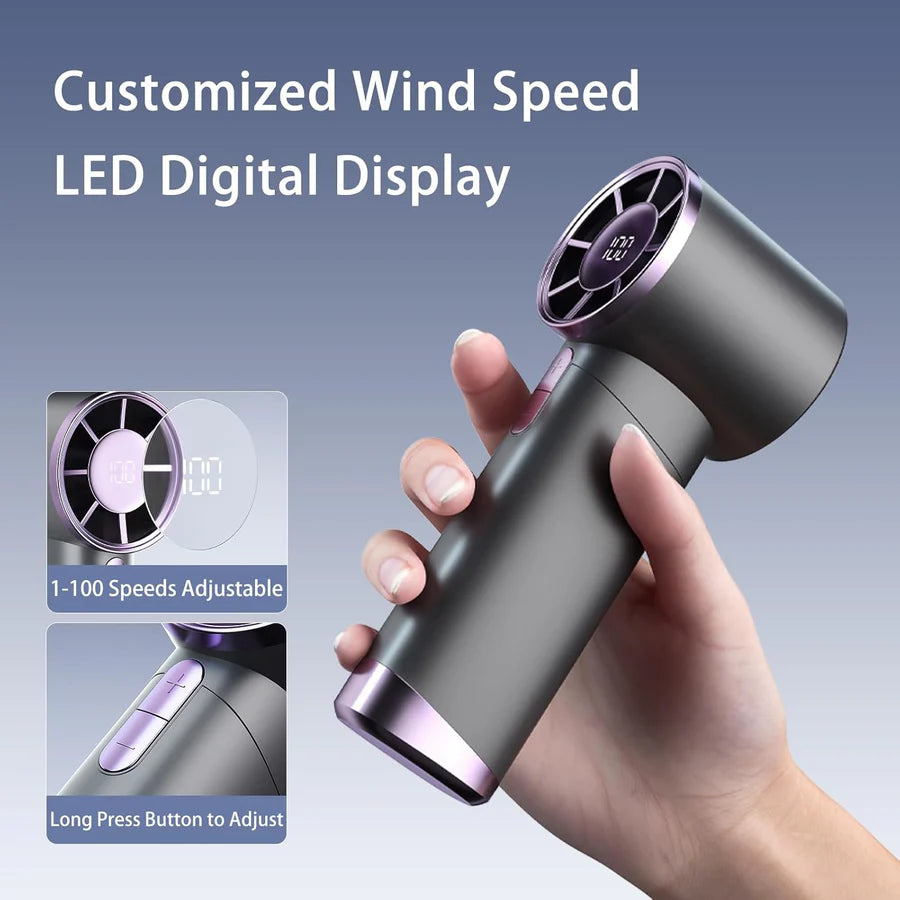 Portable Handheld Fan, Turbo Mini Fan with LED Display