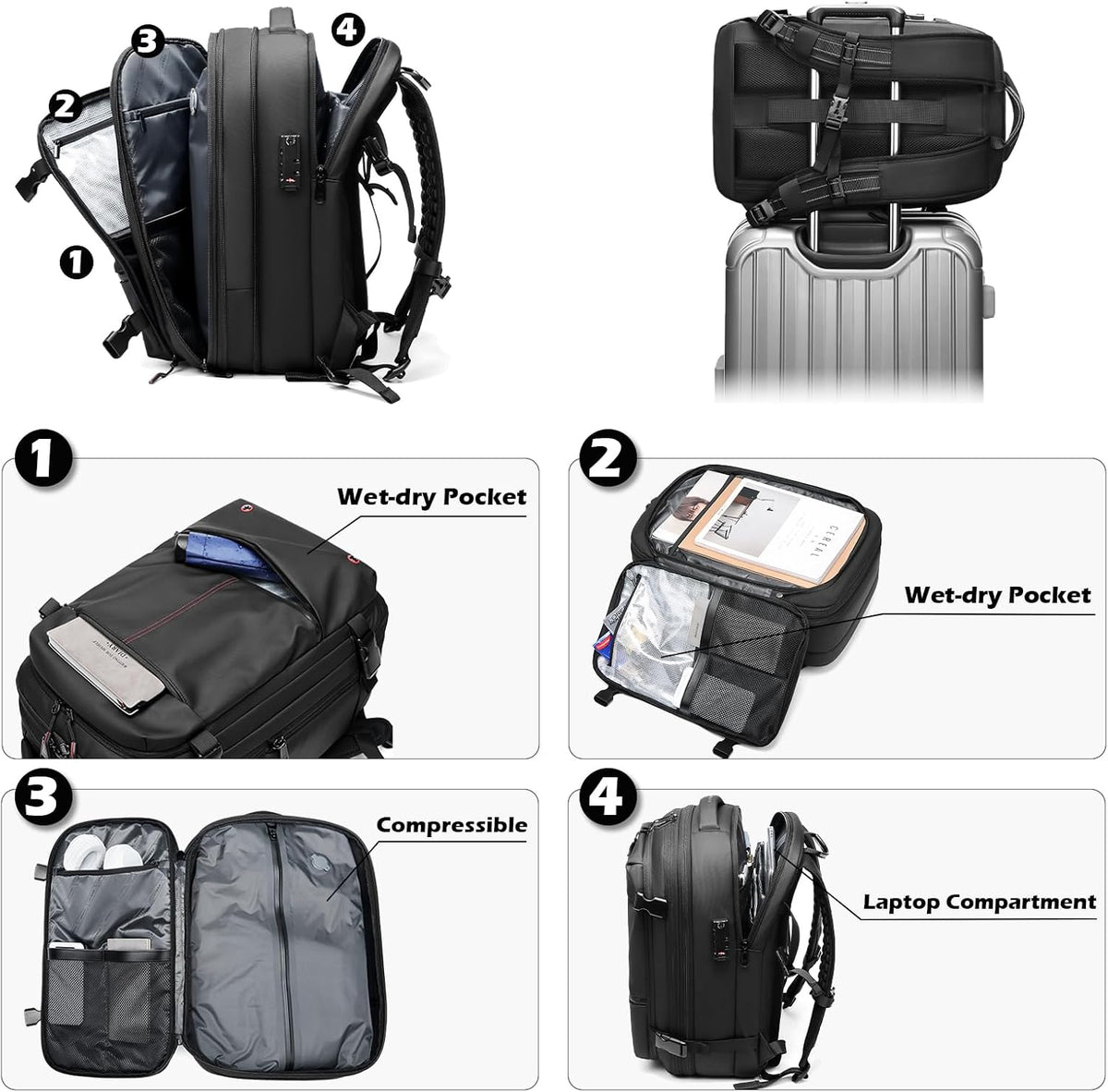 Vacuum Compression Travel Backpack with Pump – Space Saver Bag for Camping & Luggage