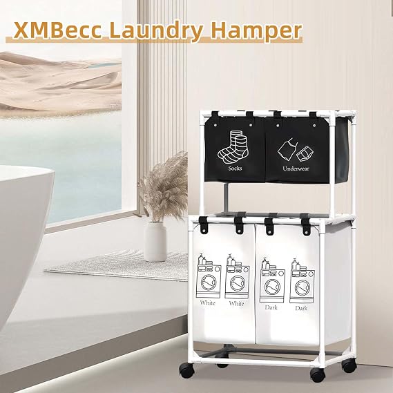4-Section Rolling Laundry Sorter 🧺👕
