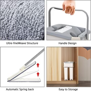 Household Cleaning Tool Wet Dry Hand-Free Mop Bucket Set With Plastic Basket Cloth Material