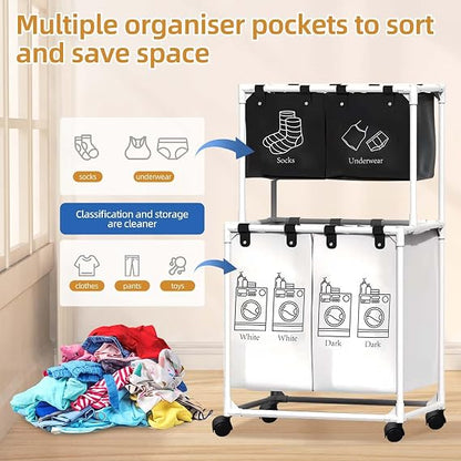 4-Section Rolling Laundry Sorter 🧺👕