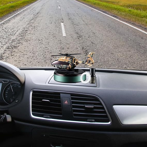 Solar Powered Helicopter Car Air Freshener Rotating Aromatherapy Diffuser for Car, Home & Office