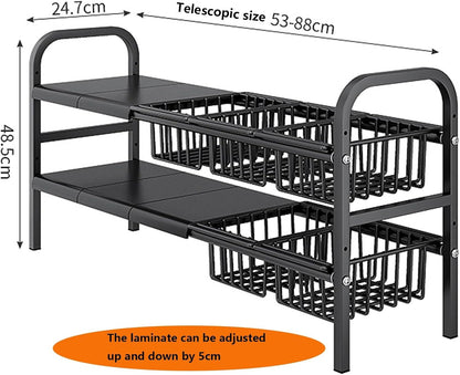 Under Sink Organizer, 2 Tier Bathroom Organizer