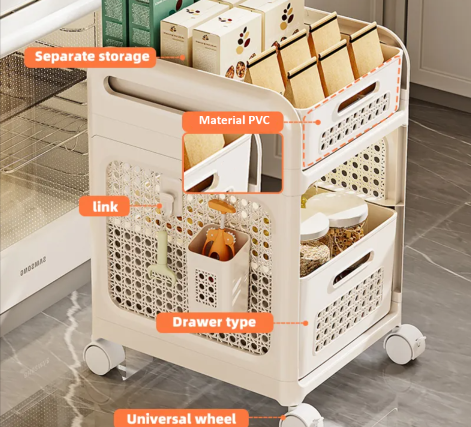 3-Tier Rolling Storage Cart – Multi-Purpose Organizer with Wheels 🛒✨