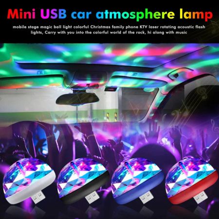 Car LED Light Small Magic Ball Lamp Crystal RGB LED 4W Sound Control Disco Party Music for Android