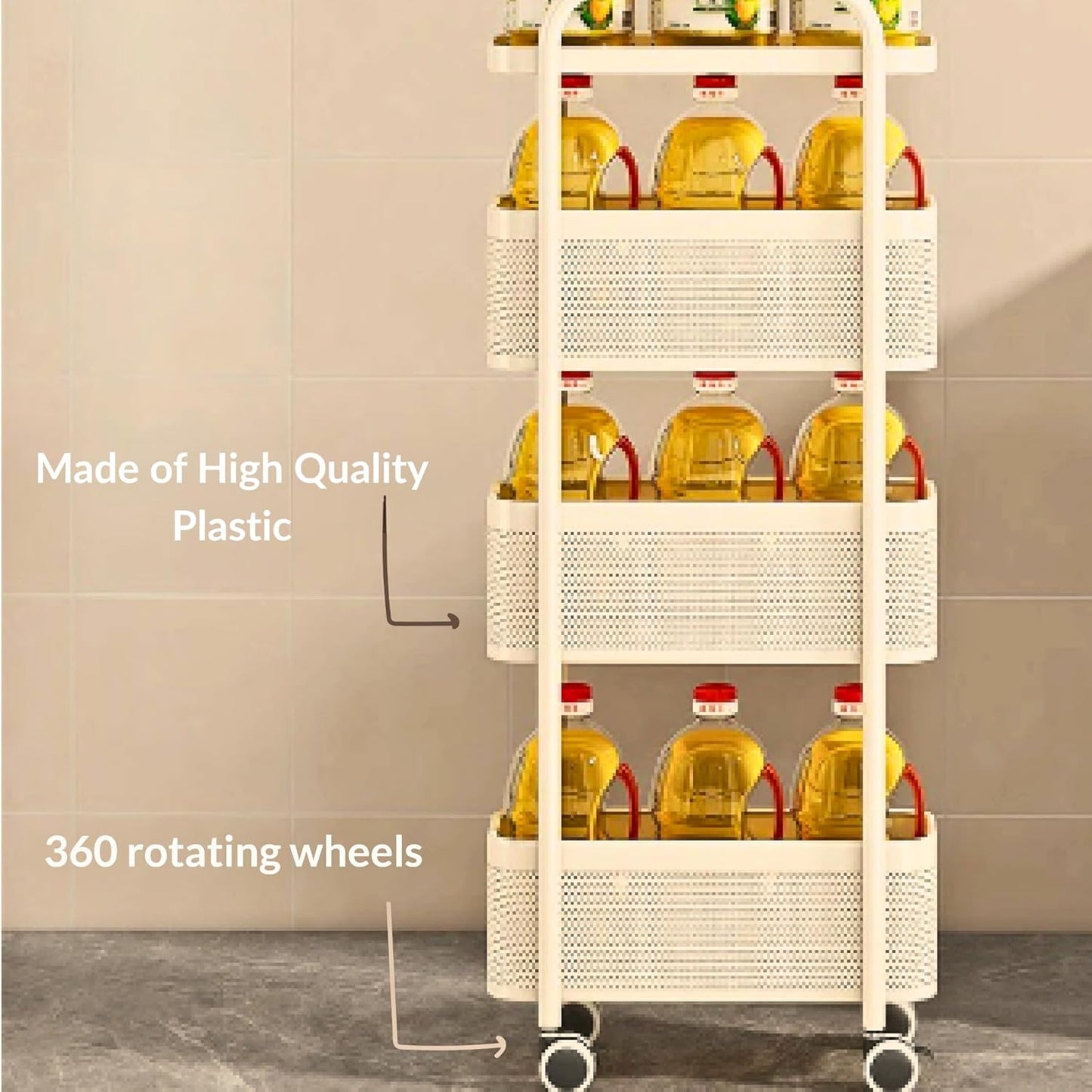 Slim Rolling Storage Cart – Multi-Tier Kitchen Organizer with Wheels 🛒✨