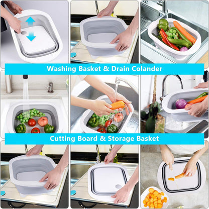 Collapsible Cutting Board with Colander