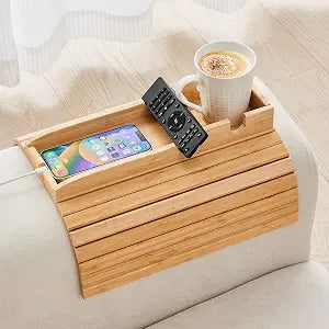 Bamboo Sofa Arm Tray with Cup Holder 🛋️☕