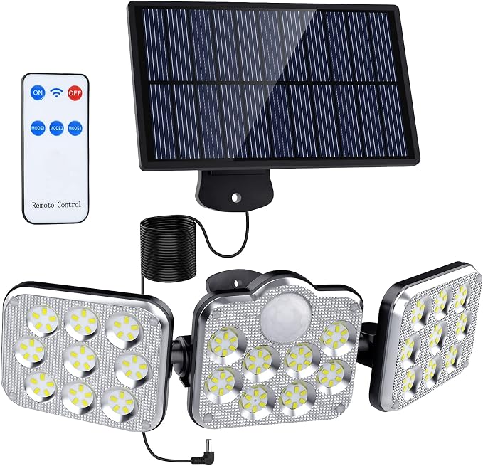 Solar Motion Sensor Outdoor Lights, 360° Rotatable, IP65 Waterproof Security Light