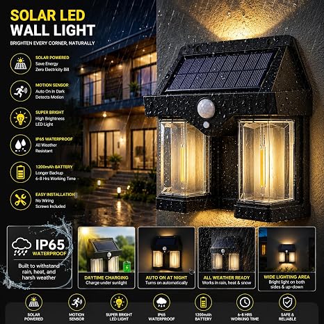 Solar LED Wall Light with Motion Sensor ☀️💡