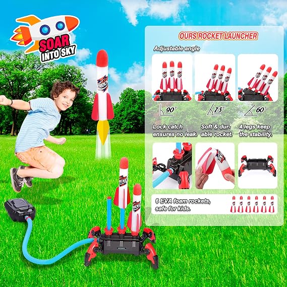 3-Rocket Stomp Launcher – Outdoor Foam Rocket Toy for Kids 🚀✨