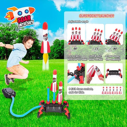 3-Rocket Stomp Launcher – Outdoor Foam Rocket Toy for Kids 🚀✨