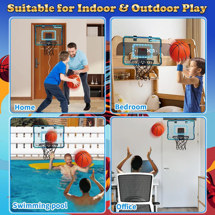 Mini Wall-Mounted Basketball Hoop with LED ScoreBall