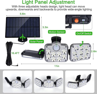 Solar Motion Sensor Outdoor Lights, 360° Rotatable, IP65 Waterproof Security Light