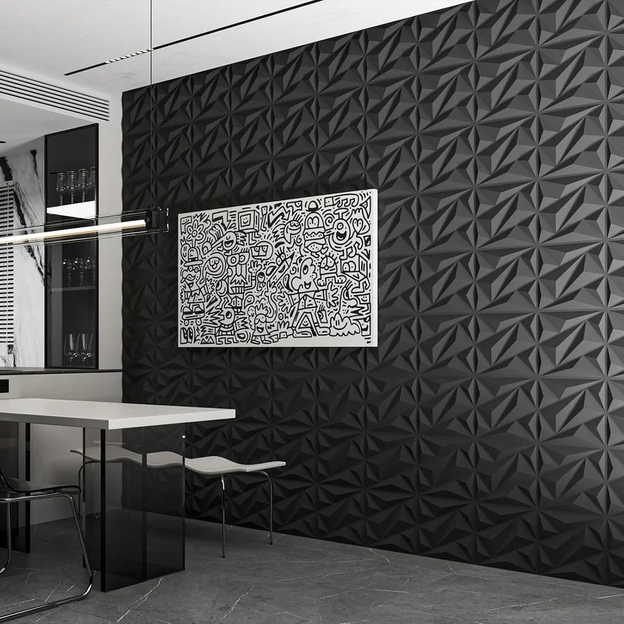 PVC 3D Black Diamond Wall Panels