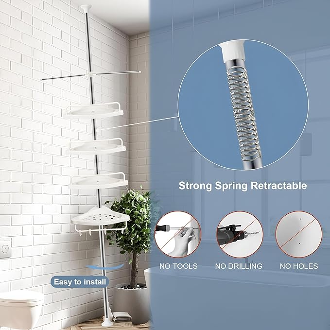 Stainless Steel Corner Bathroom Organizer – 4-Tier Storage Rack