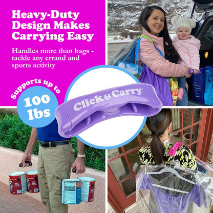 Click & Carry Grocery Bag Holder – 2 Pack, Ergonomic Grip