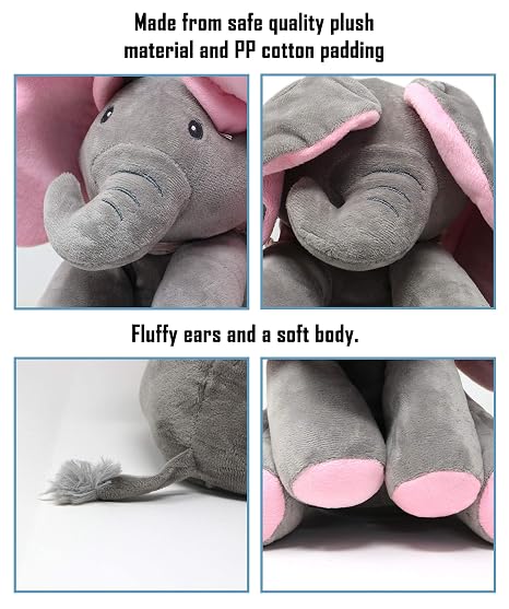 Peek-a-Boo Flappy Ears Elephant – Interactive Animated Plush Toy 🐘💗✨