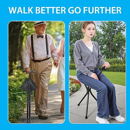 Foldable Walking Cane with Seat & LED Light 🦯💡