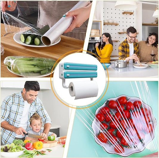 Wall-Mounted Cling Film Dispenser – Kitchen Wrap Cutter Organizer