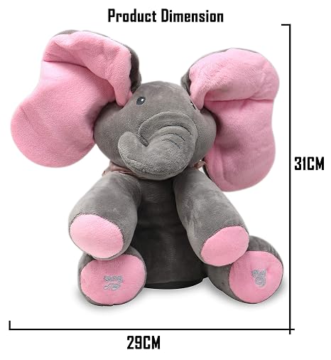 Peek-a-Boo Flappy Ears Elephant – Interactive Animated Plush Toy 🐘💗✨
