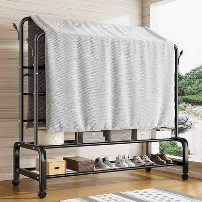 Double Clothes Garment Rack – Rolling Hanging Organizer
