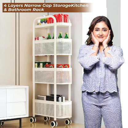 Slim Rolling Storage Cart – Multi-Tier Kitchen Organizer with Wheels 🛒✨