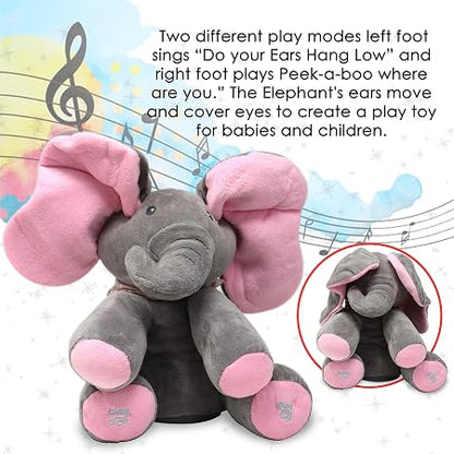 Peek-a-Boo Flappy Ears Elephant – Interactive Animated Plush Toy 🐘💗✨