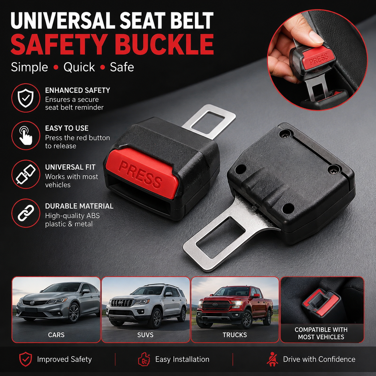Universal Seat Belt Buckle – Car Safety Belt Clip