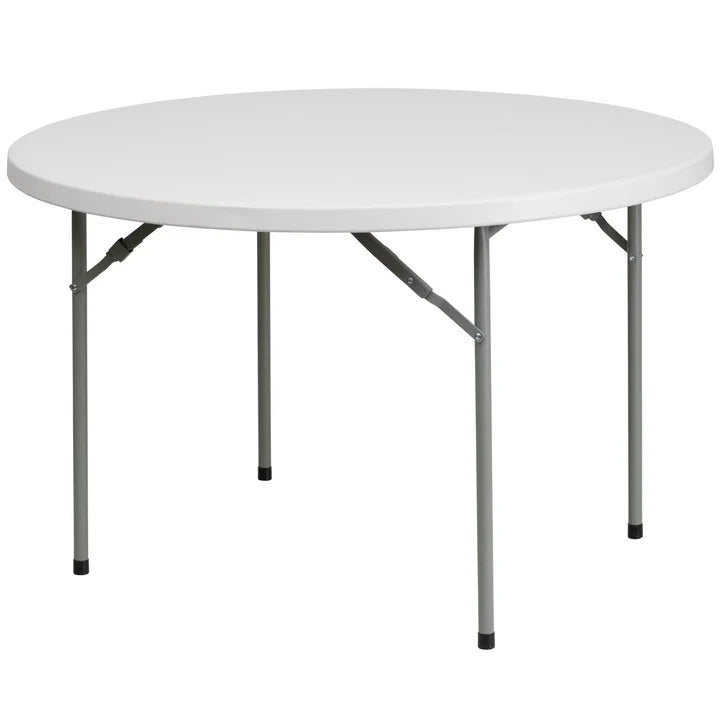 Round Plastic Event Folding Table, White