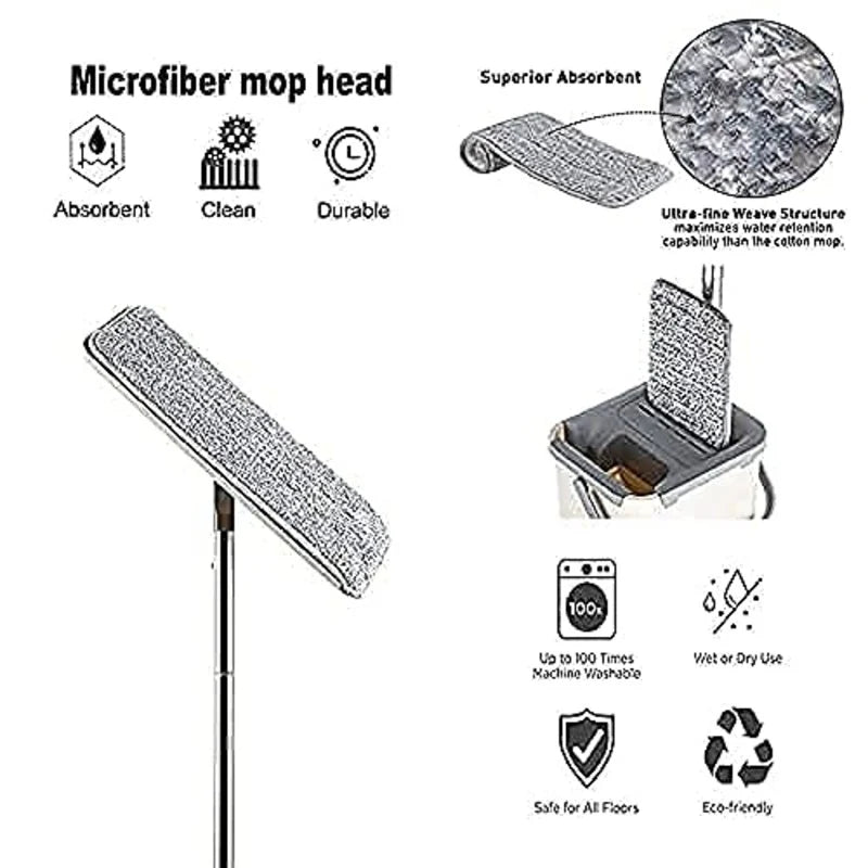 Flat Mop with Bucket – Microfiber Floor Cleaning System