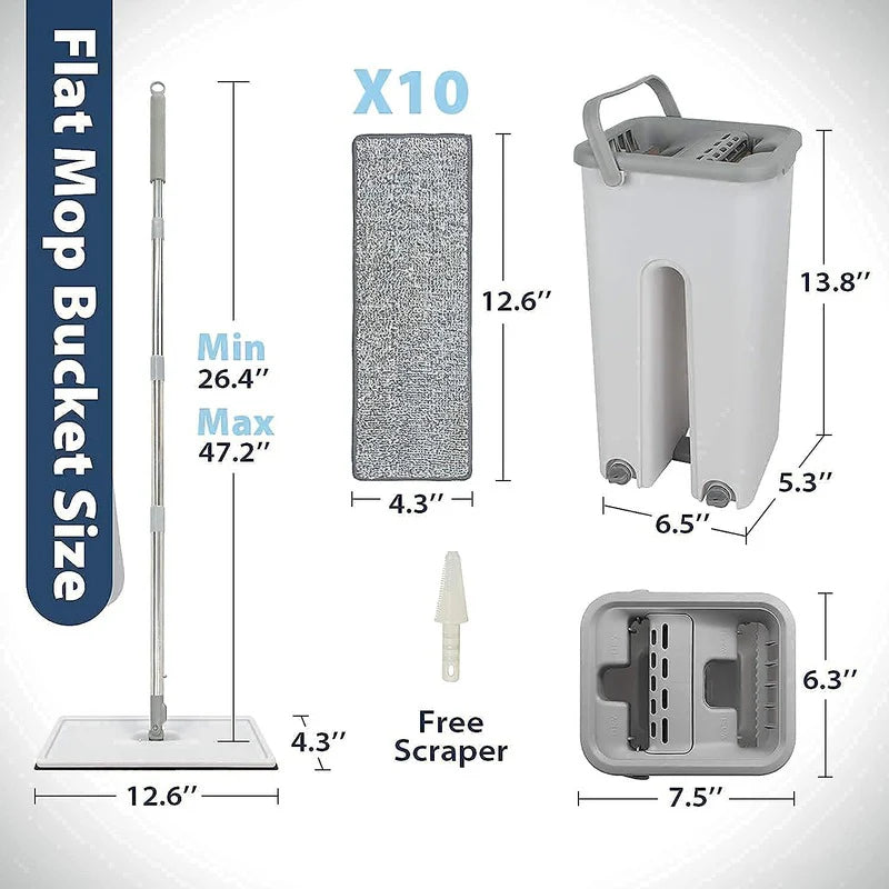 Flat Mop with Bucket – Microfiber Floor Cleaning System