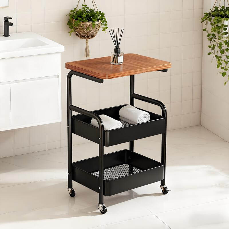 Rolling Side Table Cart – Multi-Tier Storage Organizer with Wheels