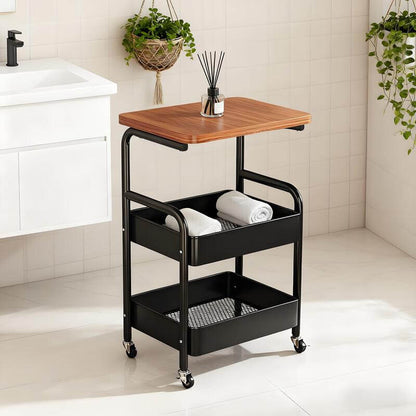 Rolling Side Table Cart – Multi-Tier Storage Organizer with Wheels