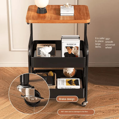 Rolling Side Table Cart – Multi-Tier Storage Organizer with Wheels