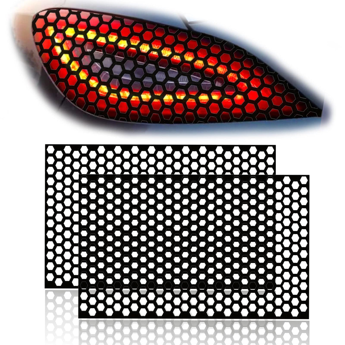 Universal Car Rear Tail Light Lamp Stickers Honeycomb