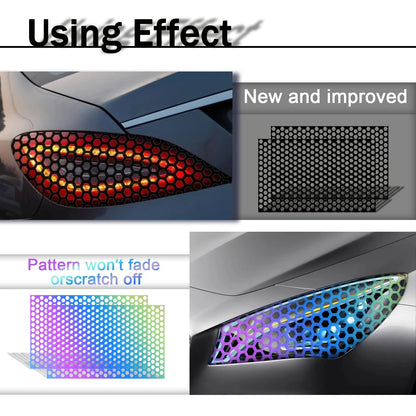 Universal Car Rear Tail Light Lamp Stickers Honeycomb