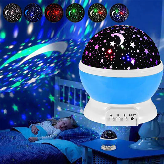 LED Baby Night Light Moon Star Projector 360 Degree Rotation