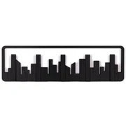 Wall-Mounted Coat Rack with Hooks - Key & Coat Holder (Black)
