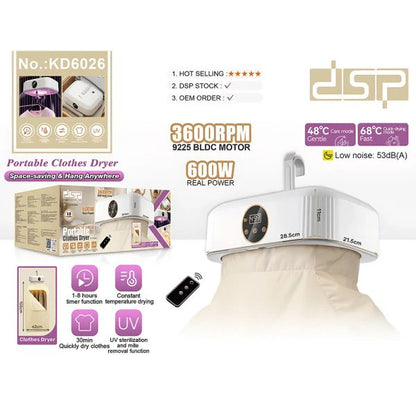 DSP Portable Clothes Dryer – 600W, Foldable, UV Sterilization KD6026