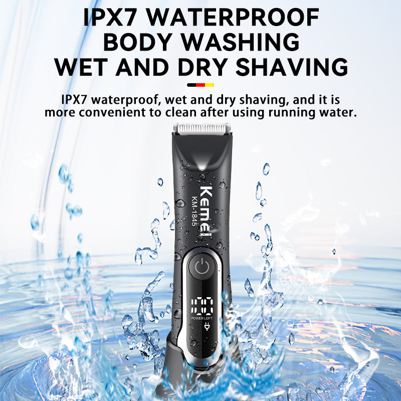 Waterproof Body Groomer With Skin Friendly Blades Kemei Hair Trimmer KM-1840